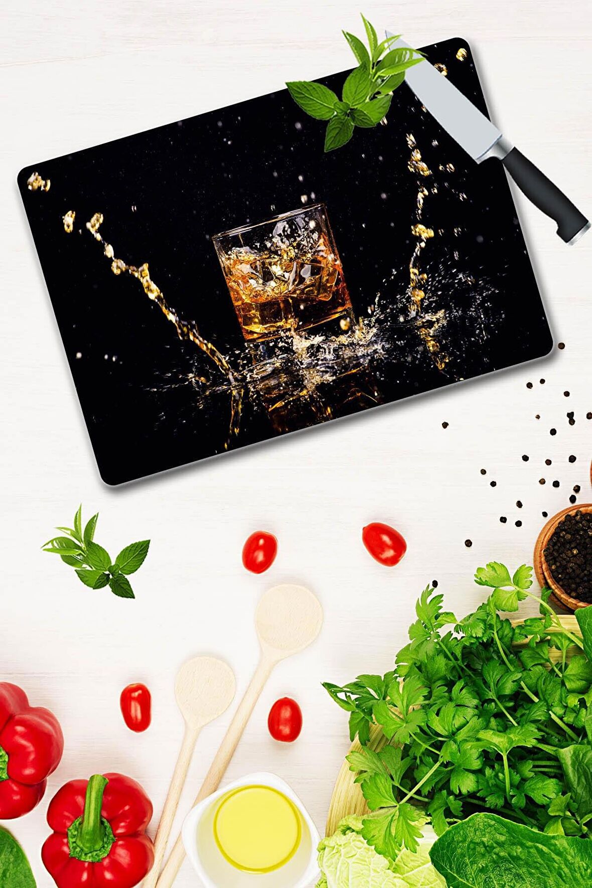 Saban Altın Buz  Cam Kesme Tahtası - Cam Kesme Tablası | 20 Cm X 30 Cm